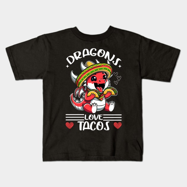 Dragons Love Tacos Kids T-Shirt by JessArty